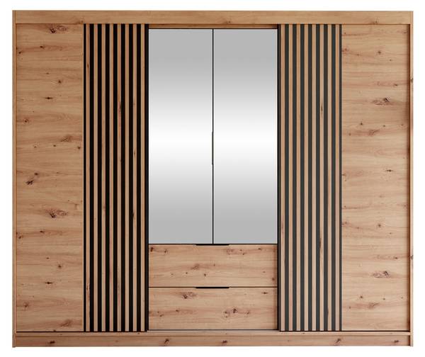 Kleiderschrank Majorka 250 Schwarz - Braun - Holzwerkstoff - 250 x 213 x 60 cm