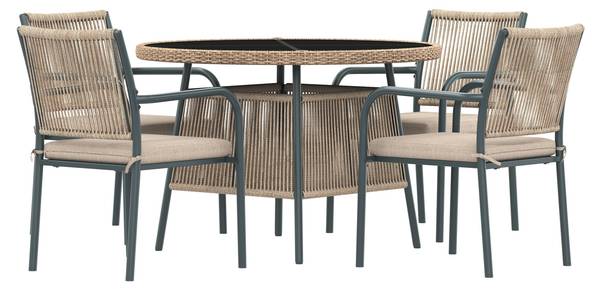 Gartenmöbel-Set Anemoi Ⅰ Beige - Schwarz - Metall - Textil