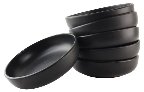 Tiefe Teller Suppenteller 6er Set 19cm Schwarz - Keramik - 19 x 6 x 19 cm