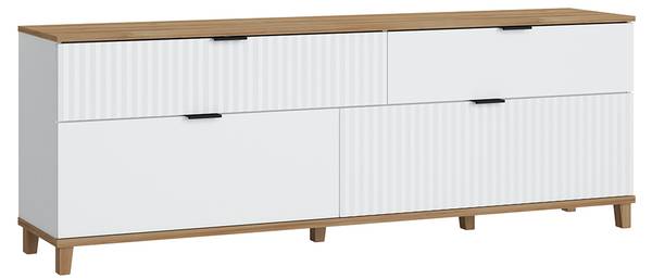 Wohnzimmer-Set PLYMOUTH-129-1 5er-Set Weiß - Holzwerkstoff - 370 x 208 x 40 cm