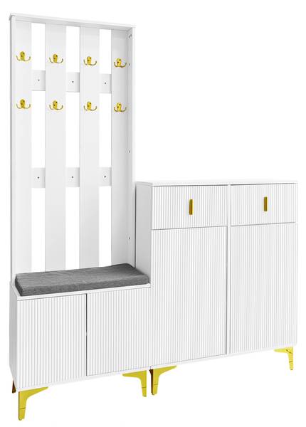 Garderoben und Schuhschrank-Set Scrocon Weiß - Holzwerkstoff - 35 x 101 x 83 cm