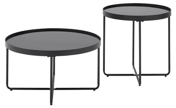 Couchtisch EMMY Schwarz - Glas - Metall - 55 x 55 x 55 cm