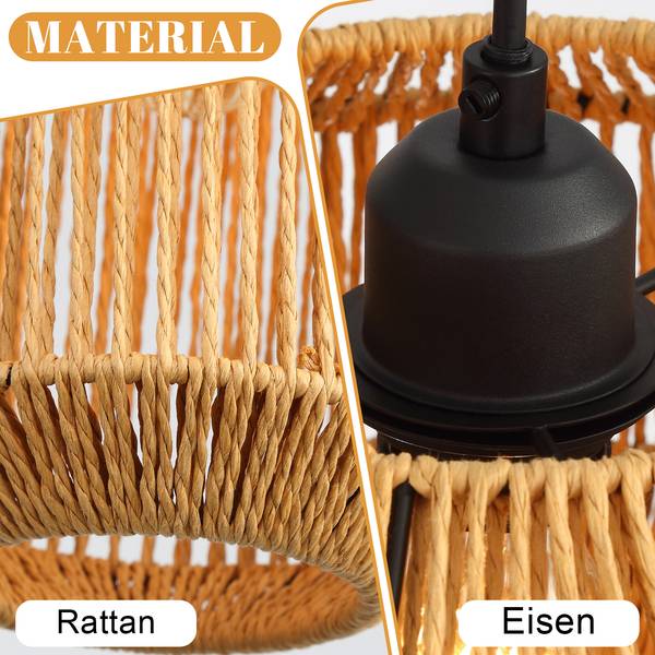 Pendelleuchte DGA Braun - Webstoff - Eisen - 30 x 150 x 30 cm