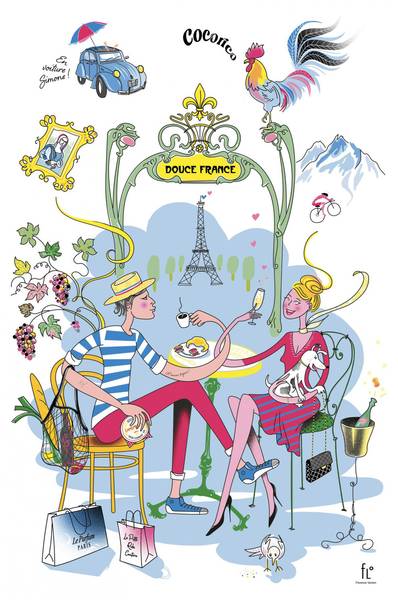 Geschirrtuch Douce France Weiß - Textil - 48 x 1 x 72 cm