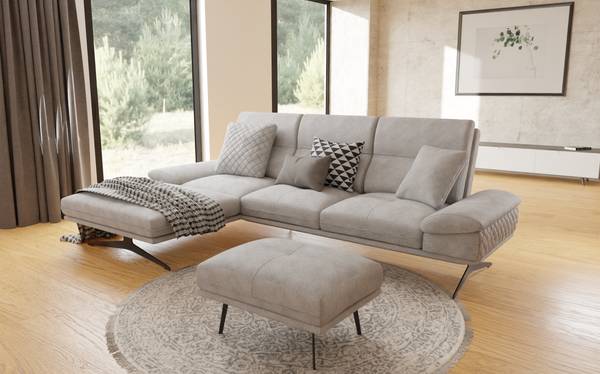 Gestoffeerde hocker Maja grijs