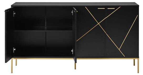 Sideboard Maus Schwarz - Holzwerkstoff - Metall - 150 x 80 x 40 cm