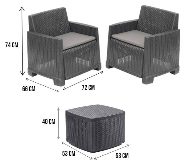 Loungeset für draußen Ari Grau - PVC - 66 x 74 x 0 cm