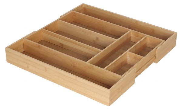 Range-couverts extensible en bambou Marron - Bambou - Bois manufacturé - 50 x 7 x 48 cm