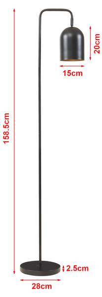 Lampadaire Barnard Noir - Métal - 28 x 159 x 28 cm
