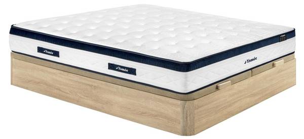 Matratze und Bettgestell mit Lattenrost Beige - Textil - Holz teilmassiv - 200 x 28 x 180 cm