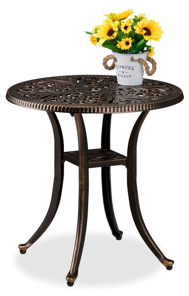 Table de jardin au design rustique Noir - Doré - Aluminium - 53 x 53 x 53 cm