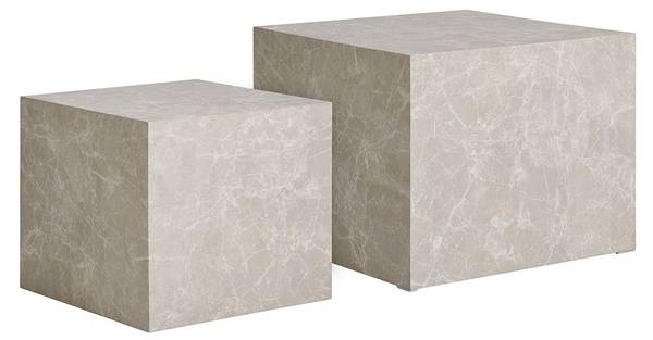 Table basse Prague Blanc - En partie en bois massif - 50 x 40 x 50 cm