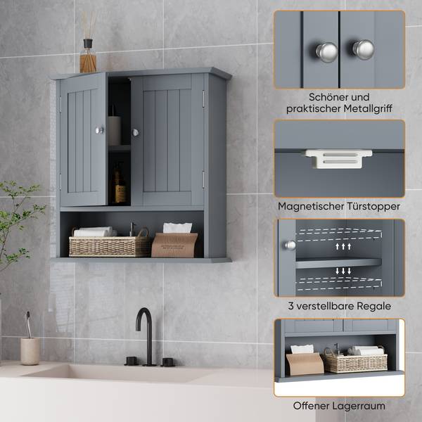 Wandschrank BB4220 Grau - Holzwerkstoff - 20 x 60 x 55 cm