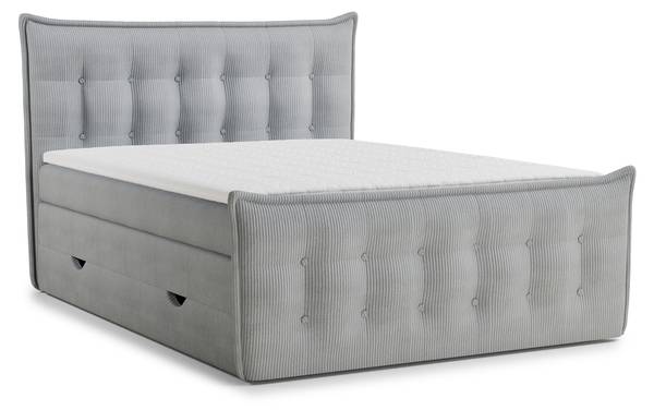 Boxspring Fatu lichtgrijs - Ligoppervlak breedte: 160 cm