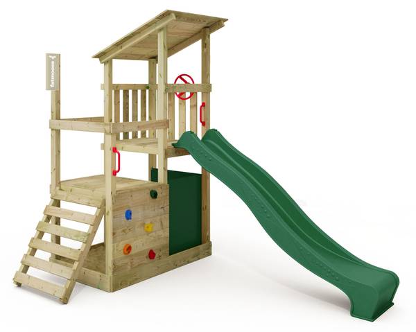 Spielturm FruityForest Rutsche Grün - Massivholz - 274 x 245 x 205 cm