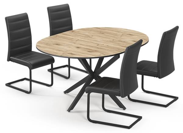 Esstisch-Set Loyd 63010 6er Set Schwarz - Eiche Rustikal Dekor