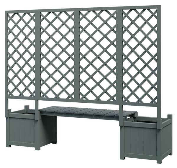 Spalier Emilia mit Blumenkasten Grau - Massivholz - 169 x 145 x 42 cm