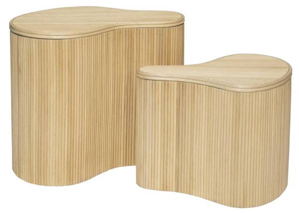 Beistelltisch MARSA 2er-Set Beige - Rattan - 30 x 1 x 4 cm