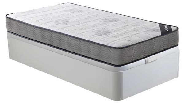 Matratzen-Bettgestell-Set KIJAL Weiß - Textil - 90 x 30 x 190 cm