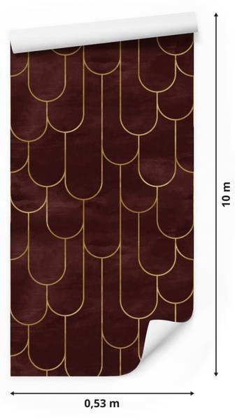 Papier Peint MOTIFS Style Art Déco Beige - Marron - Polaire - 53 x 1000 x 1000 cm
