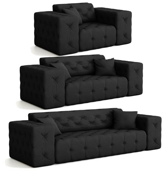 Sofaset CHANTAL 3-2-1 Schwarz