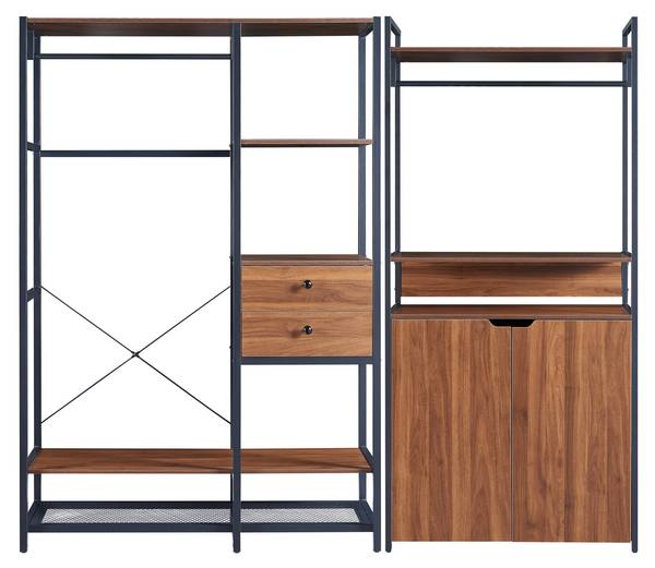 Garderobenständerset Larem 2-tlg. Schwarz - Braun - Holzwerkstoff - Metall