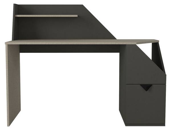 Schreibtisch Gusto Grau Anthrazit Grau - Holzwerkstoff - 140 x 174 x 60 cm