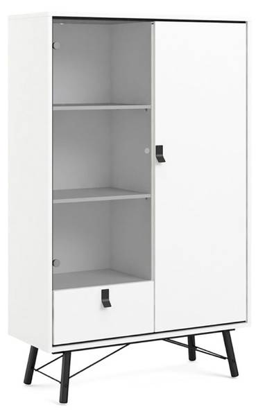 Vitrinenschrank Rye Weiß - Holz teilmassiv - 102 x 162 x 40 cm