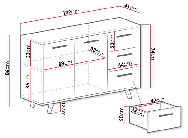 Kommode Bali Eiche Sonoma Dekor