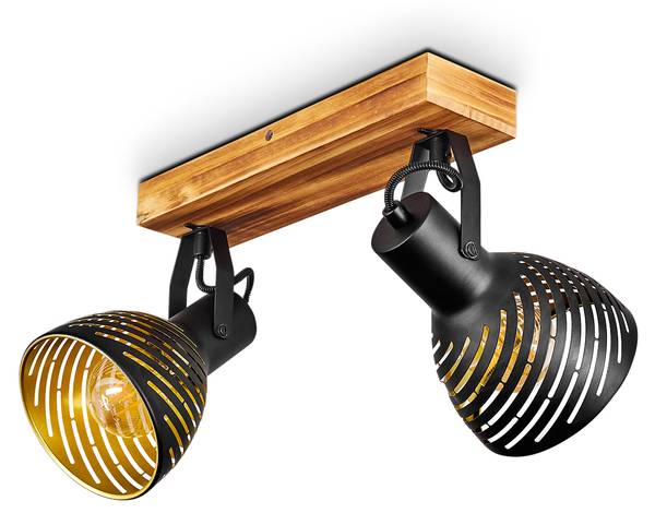 Deckenleuchte Gravellona Schwarz - Gold - Aluminium - 8 x 24 x 30 cm