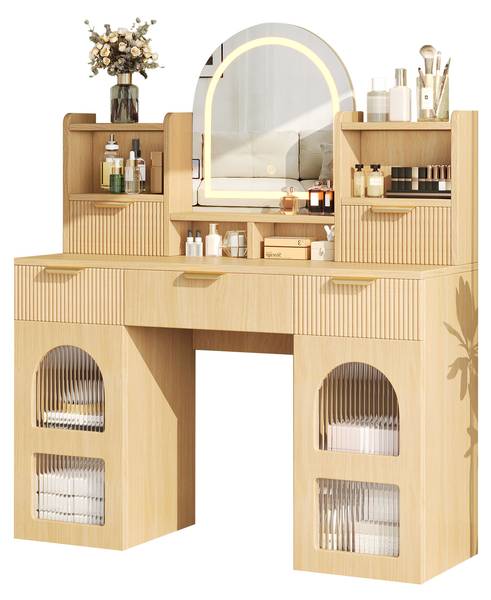 Schminktisch mit Spiegel NaturGLOW Holz