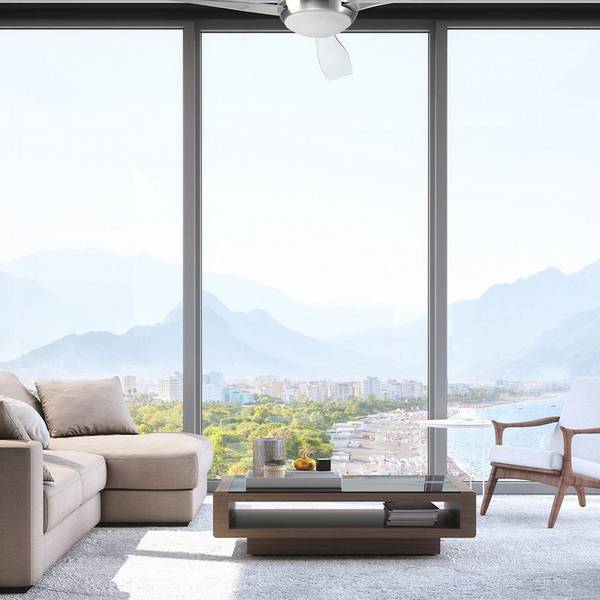 Ventilateur de Plafond Sirocco Gris - Verre - 132 x 36 x 132 cm