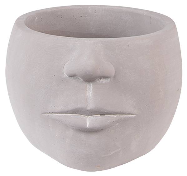 Blumentopf Gesicht Silviasi Grau - Stein - 15 x 10 x 17 cm