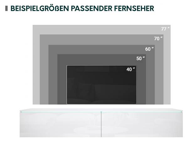 TV-Lowboard D180 MDF Weiß