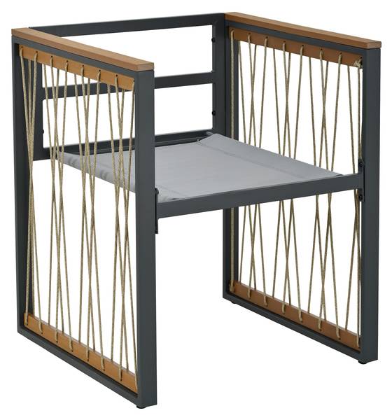 Gartenmöbelset Hephaestus 7-tlg Schwarz - Braun - Polyester - Webstoff - Akazie - Eisen - 158 x 74 x 230 cm