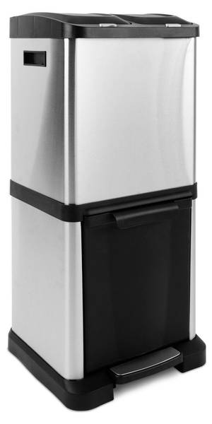 Mülleimer James Silber - Edelstahl - 33 x 77 x 33 cm