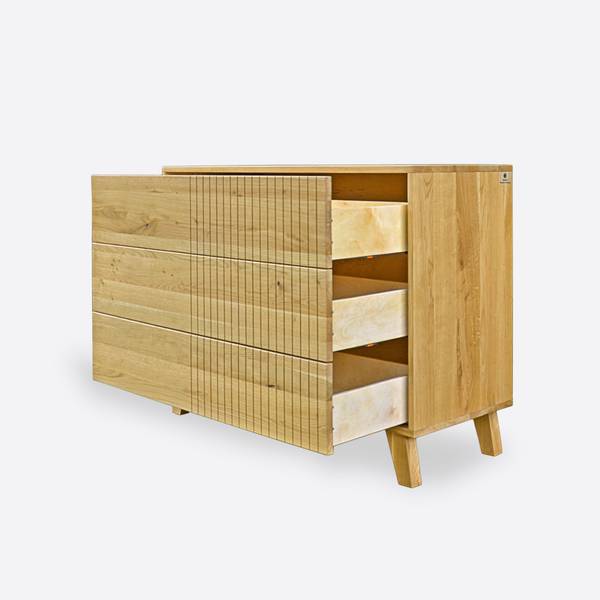 Eichen Kommode mit 3 Schubladen NESS Braun - Eiche - 120 x 90 x 45 cm