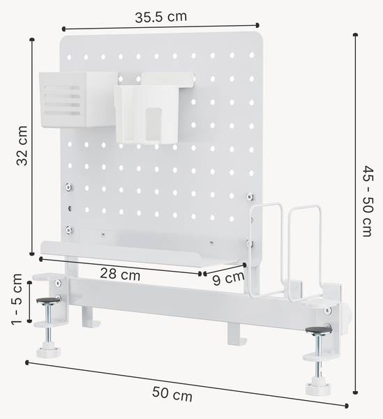 Schreibtisch-Organizer Sauda Weiß - Stahl - 9 x 50 x 50 cm