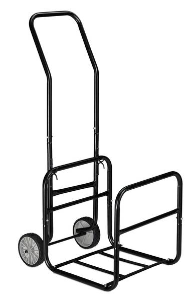 Chariot à bois avec panier à bûches Noir - Gris - Acier - 44 x 112 x 60 cm