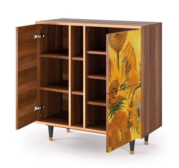 Sideboard BS5 Walnuss Gelb - Holzwerkstoff - 94 x 96 x 41 cm
