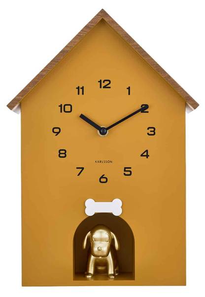 Wanduhr Dog House Gelb