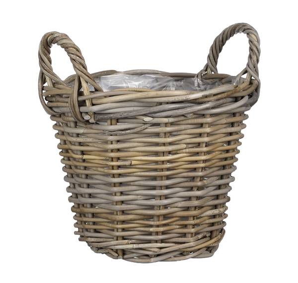 Pflanzkorb Marcia Grau - Rattan - 30 x 23 x 30 cm