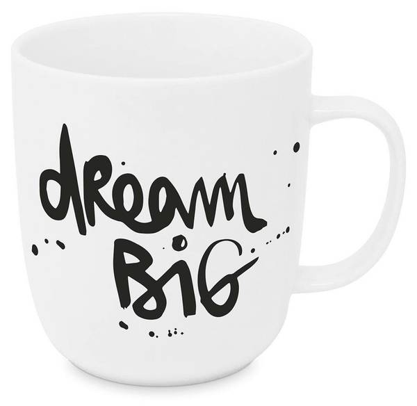 Kaffeebecher DREAM BIG Schwarz - Weiß - Keramik - 9 x 10 x 1 cm