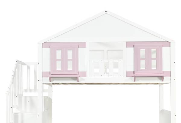 Etagenbett LucyWoody Ⅰ Weiß - Holzwerkstoff - 96 x 211 x 253 cm