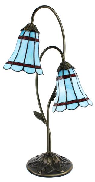 Tiffany Tafellamp Simona blauw - kunststof - 18 x 61 x 35 cm