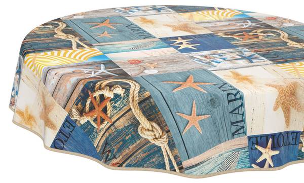 Wachstuchtischdecke Maritim mit SAUM 120 x 120 cm