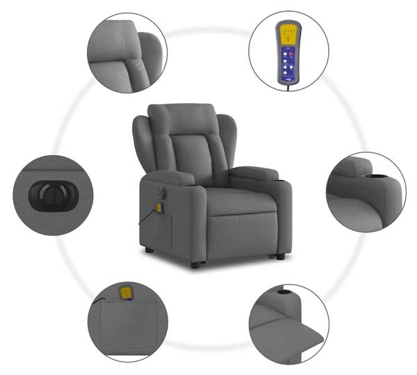 Massagesessel mit Aufstehhilfe 3032384-4 Dunkelgrau - Grau