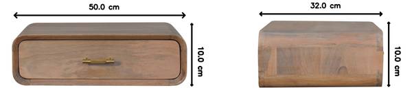 Table de Chevet  Sonoma Beige - Manguier - Laiton - 50 x 15 x 32 cm