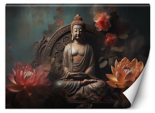 Fototapete Buddha Zen Blumen 450 x 315 cm