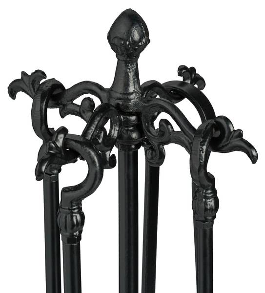 5-teiliges Kaminbesteck Gusseisen Schwarz - Gusseisen - 18 x 51 x 18 cm